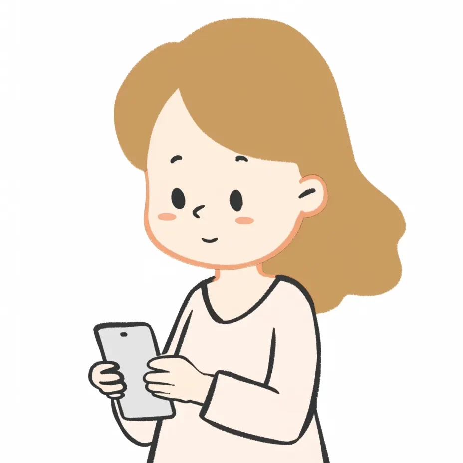 スマホを持つ女性のイラスト